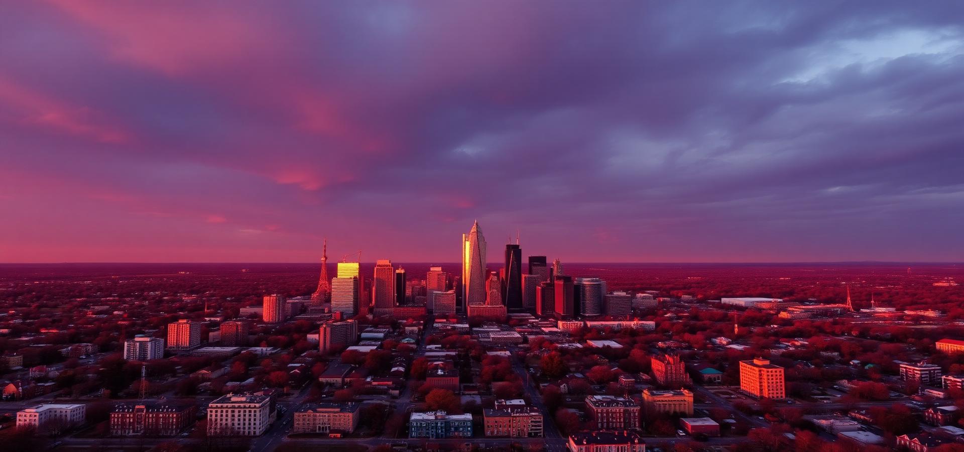 Community skyline at golden hour